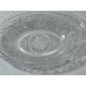 Vintage Tiara Sandwich Clear Glass‎ Oval Serving Bowls 8.5" Anchor Hocking MCM